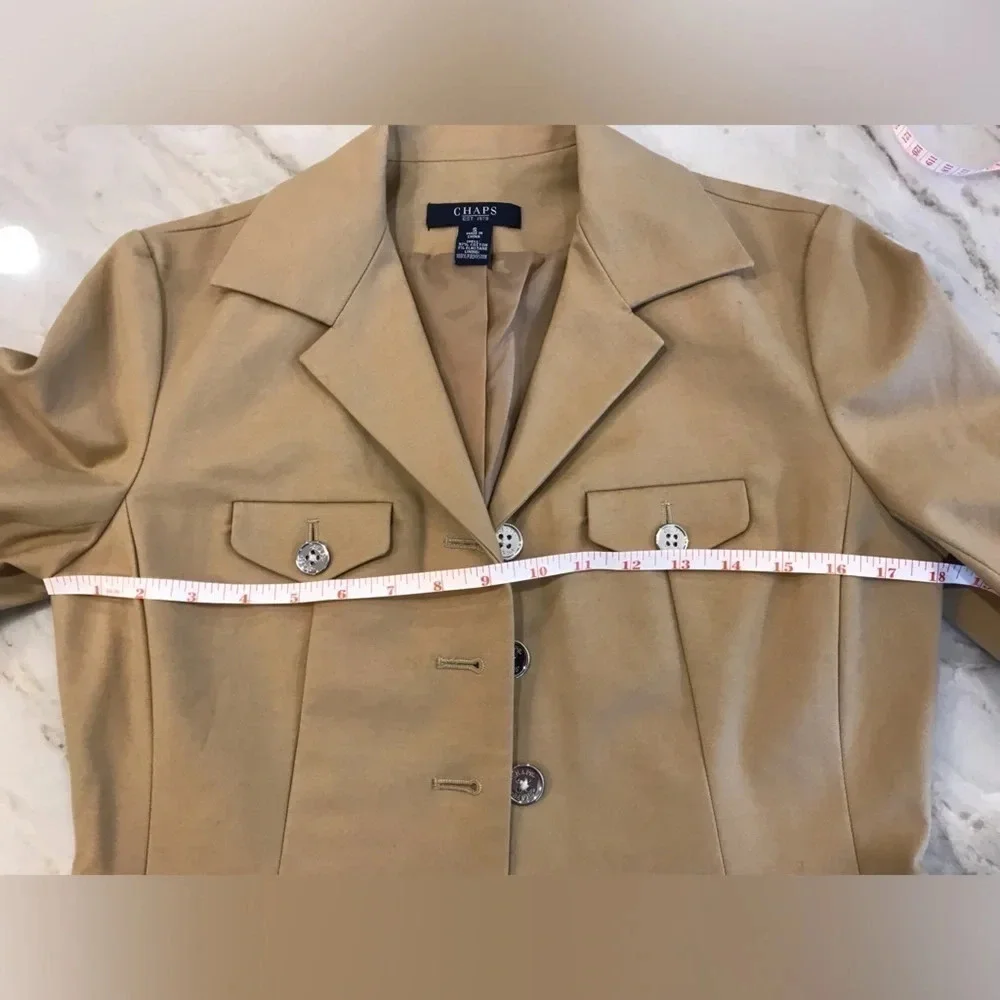 Chaps Tan Military Fitted Blazer Jacket Women’s Size Small